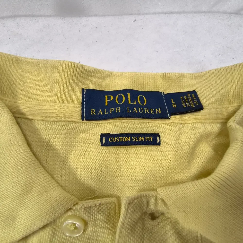 Polo Ralph Lauren Custom Slim Fit Collared Polo Shirt Mens Size Large L Yellow